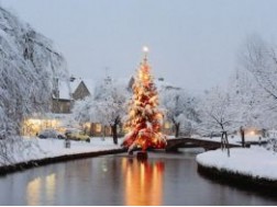 100. Bourton-on-the-Water's Christmas tree in the River Windrush